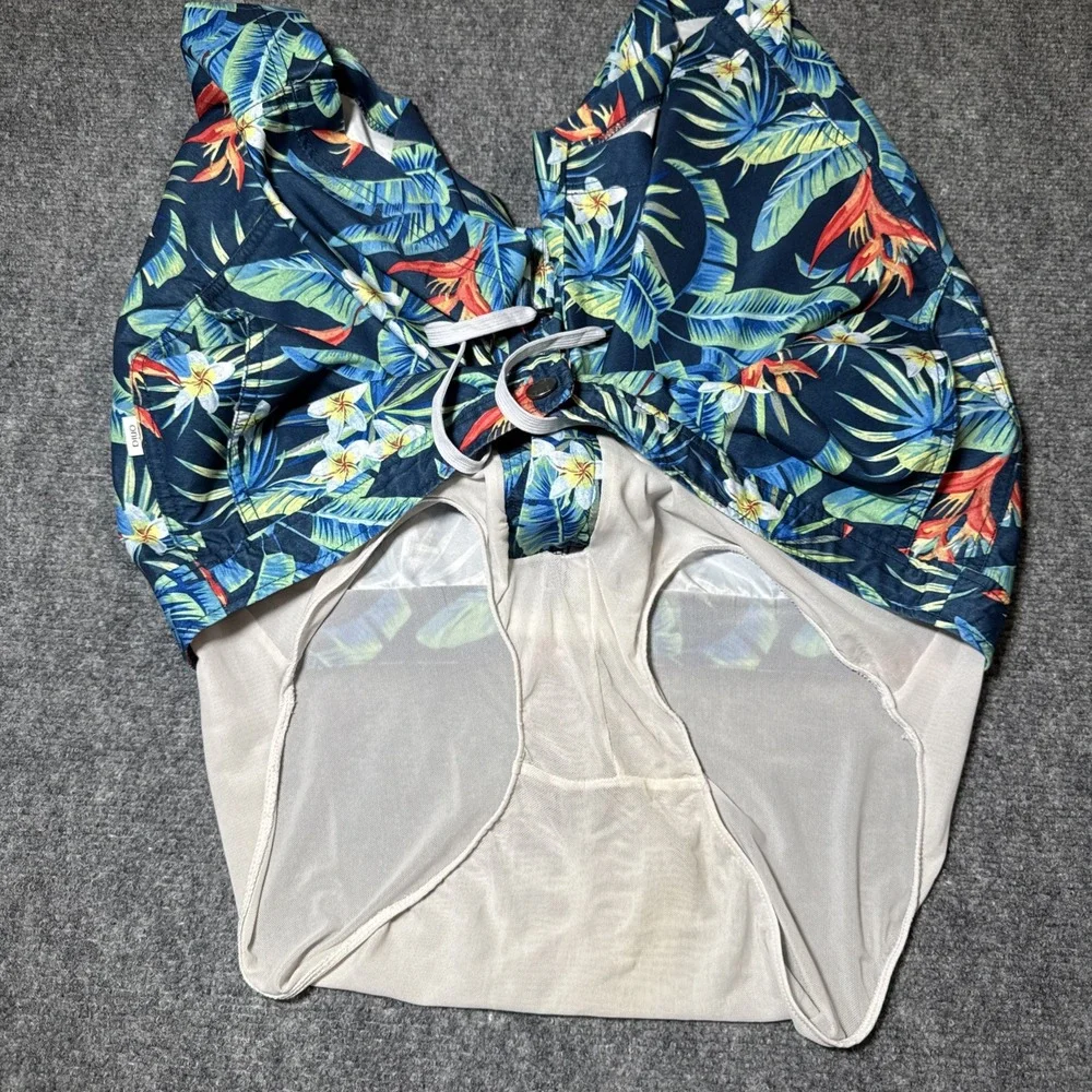 Onia The Calder Swim Board Trunks Blue Floral Print Men Size 34 Drawstring Lined